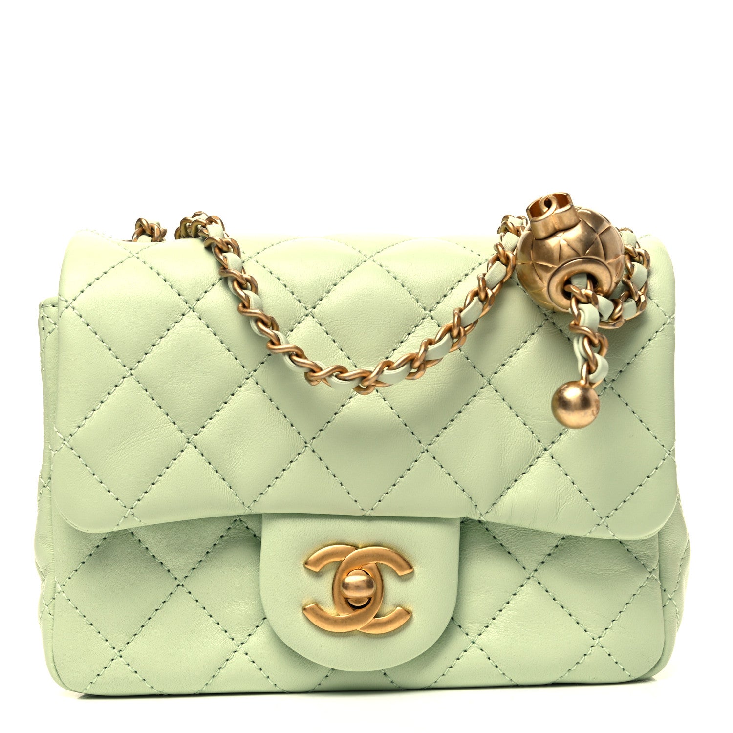 Chanel Lambskin Quilted Mini Pearl Crush Flap Light Green 1 of 9