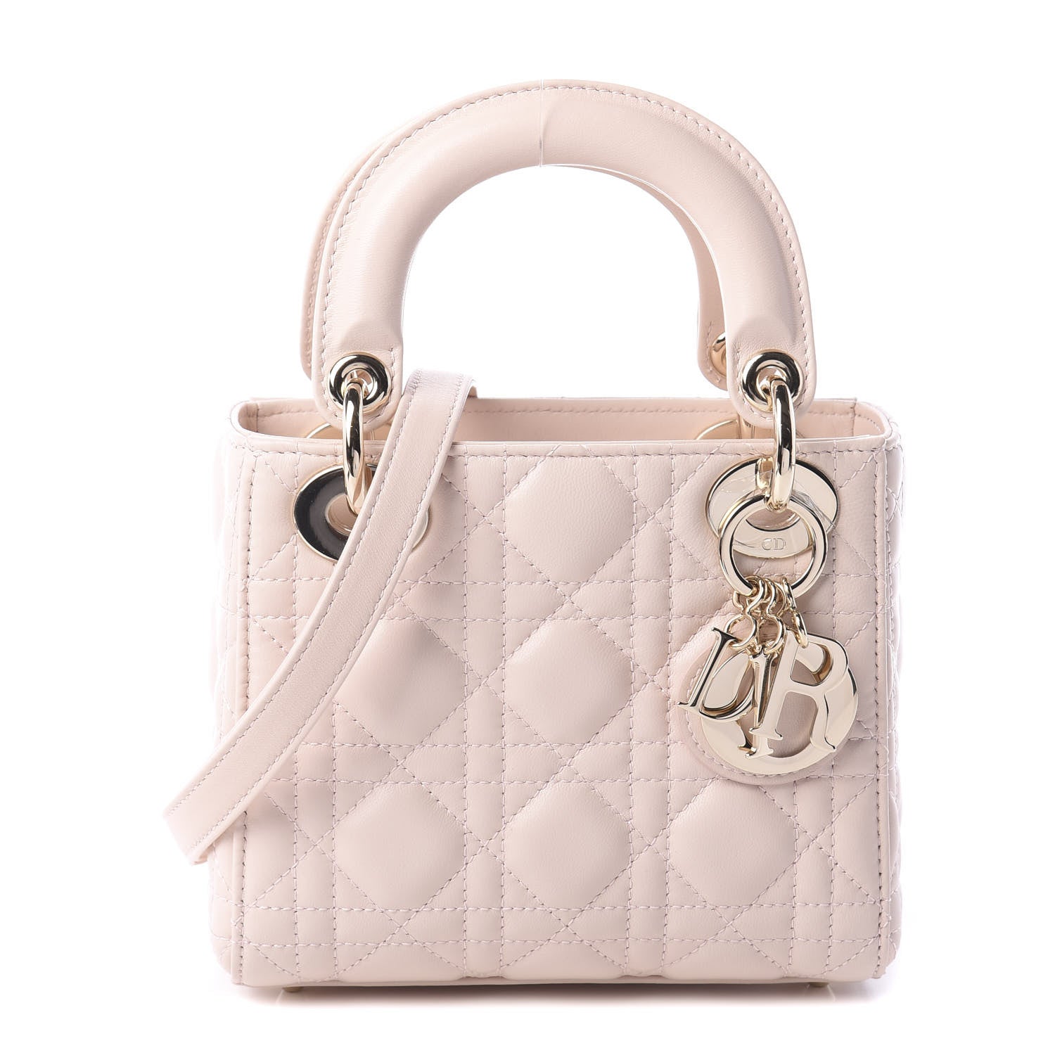 Christian Dior Lambskin Cannage Mini Lady Dior Rose Poudre 1 of 9