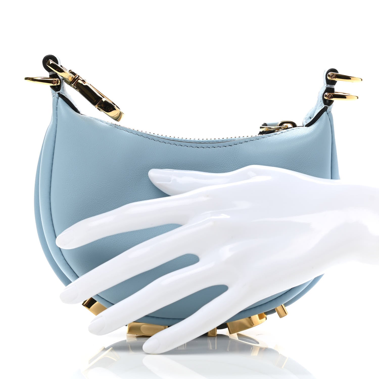 Fendi Vitello Grace Matte Nano Fendigraphy Hobo Charm Azzurro Baby 2 of 7