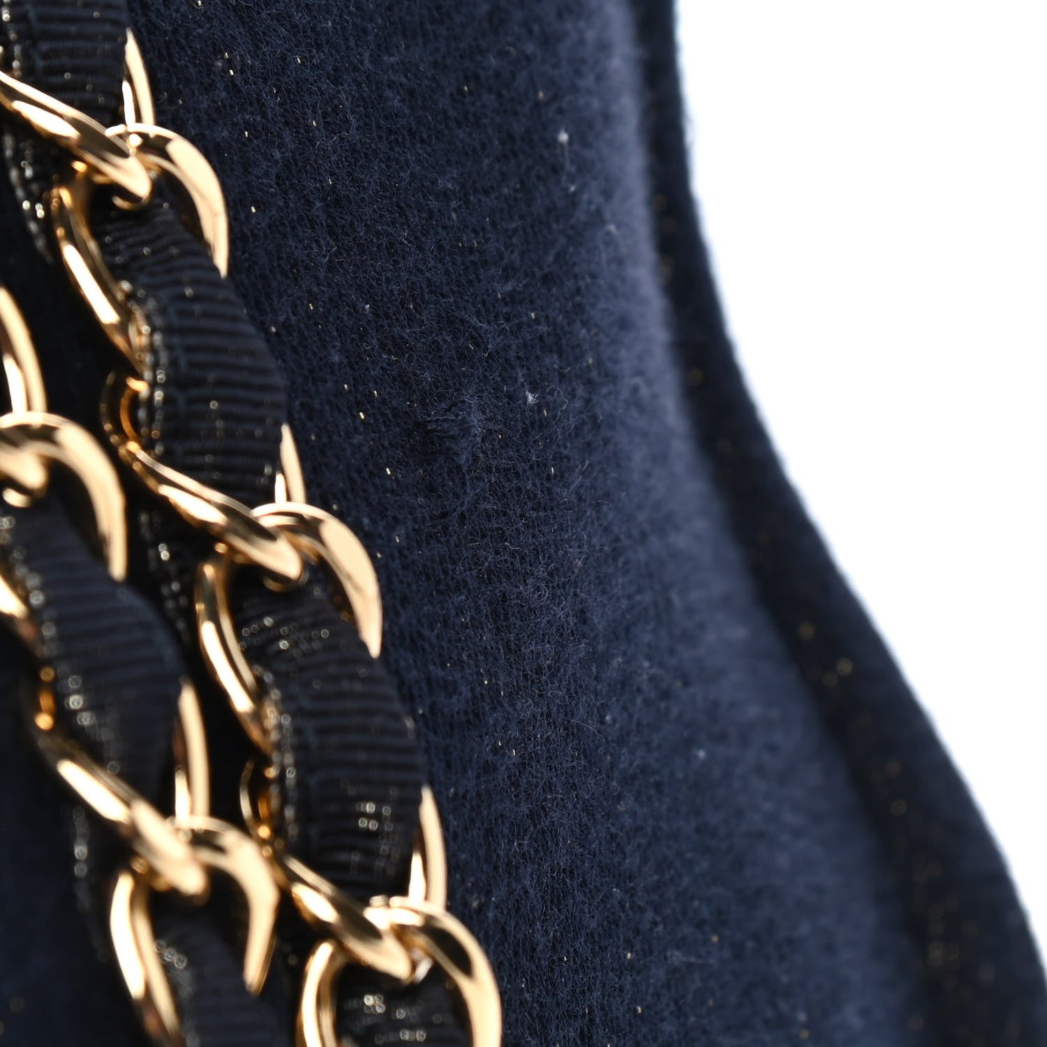 Chanel Lurex Canvas Medium Deauville Tote Navy Blue Gold 13 of 16
