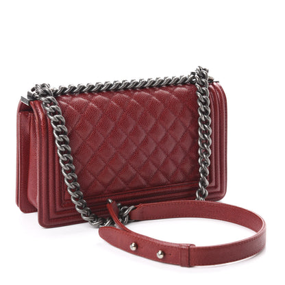Chanel Caviar Quilted Medium Boy Flap Dark Red 3 of 15