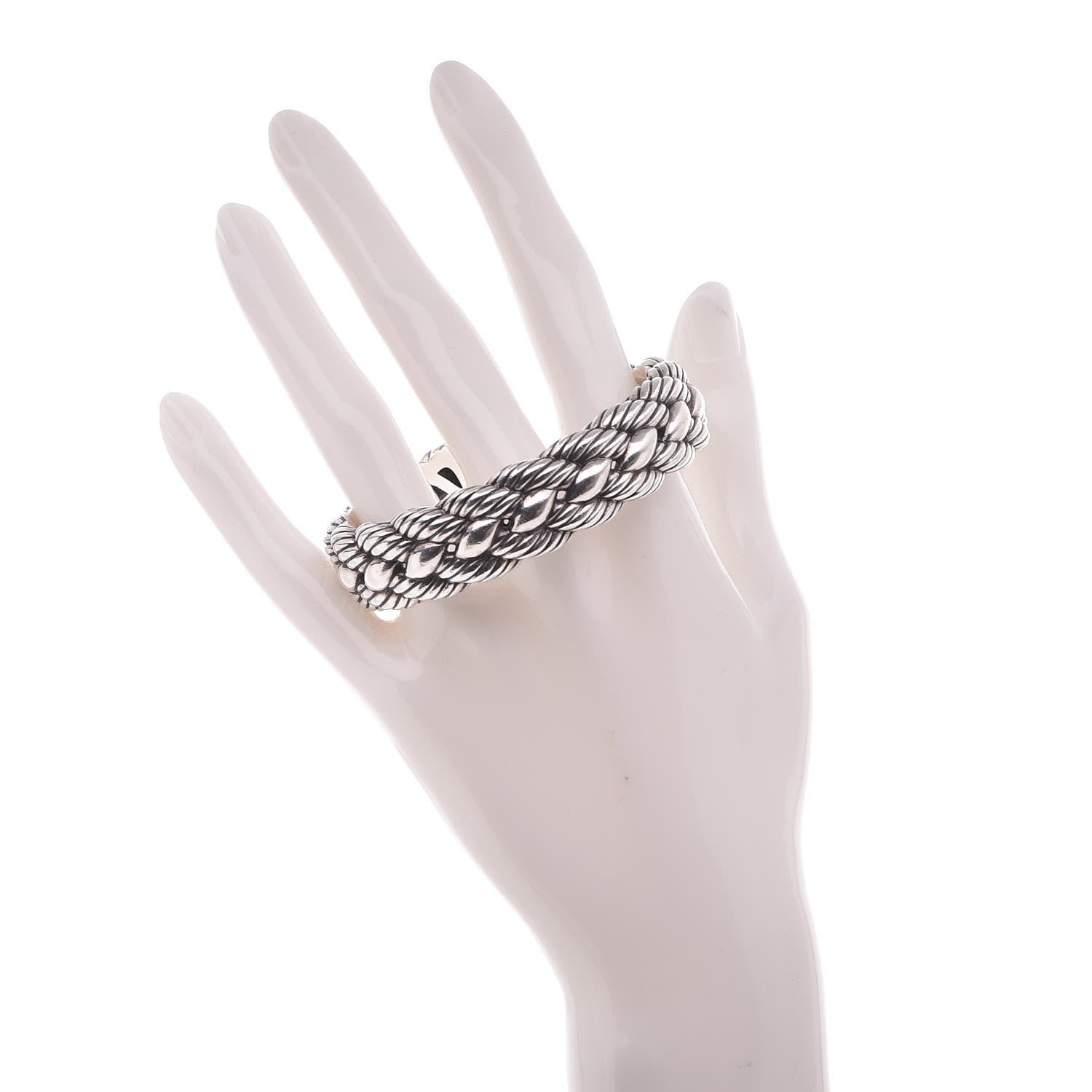 David Yurman Stainless Steel Sterling Silver Woven Cable Cuff M 2 of 5