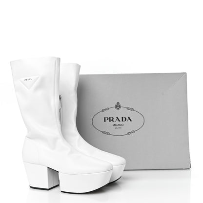 Prada Nappa Tech Logo 70mm Platform Boots 38.5 White 8 of 9