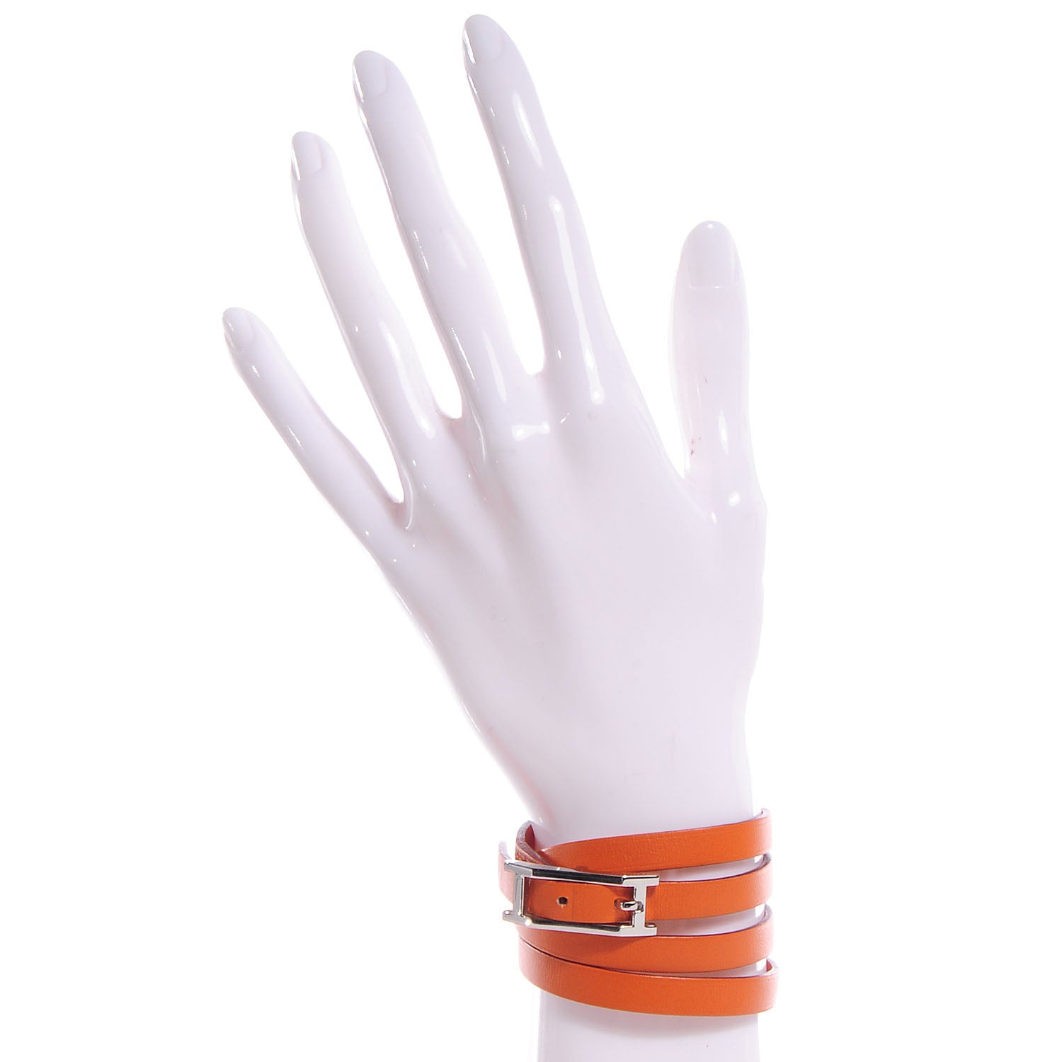 Hermes Chamonix Hapi 3 MM Triple Tour Wrap Bracelet Size Small Orange 2 of 6