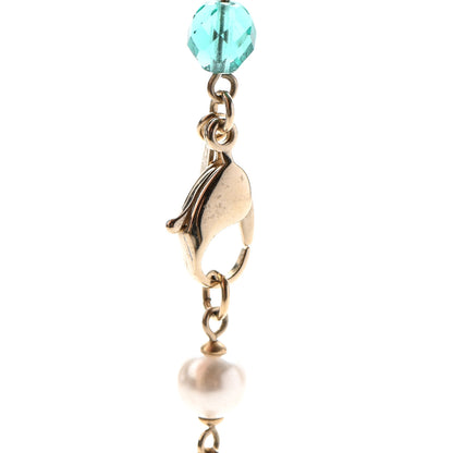 Chanel Ruthenium Pearl Beaded CC Short Necklace Silver Blue 4 of 5