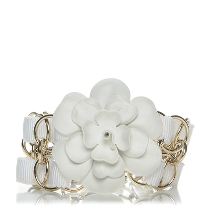 Chanel Resin Camellia Chain Ribbon Bracelet White 1 of 6