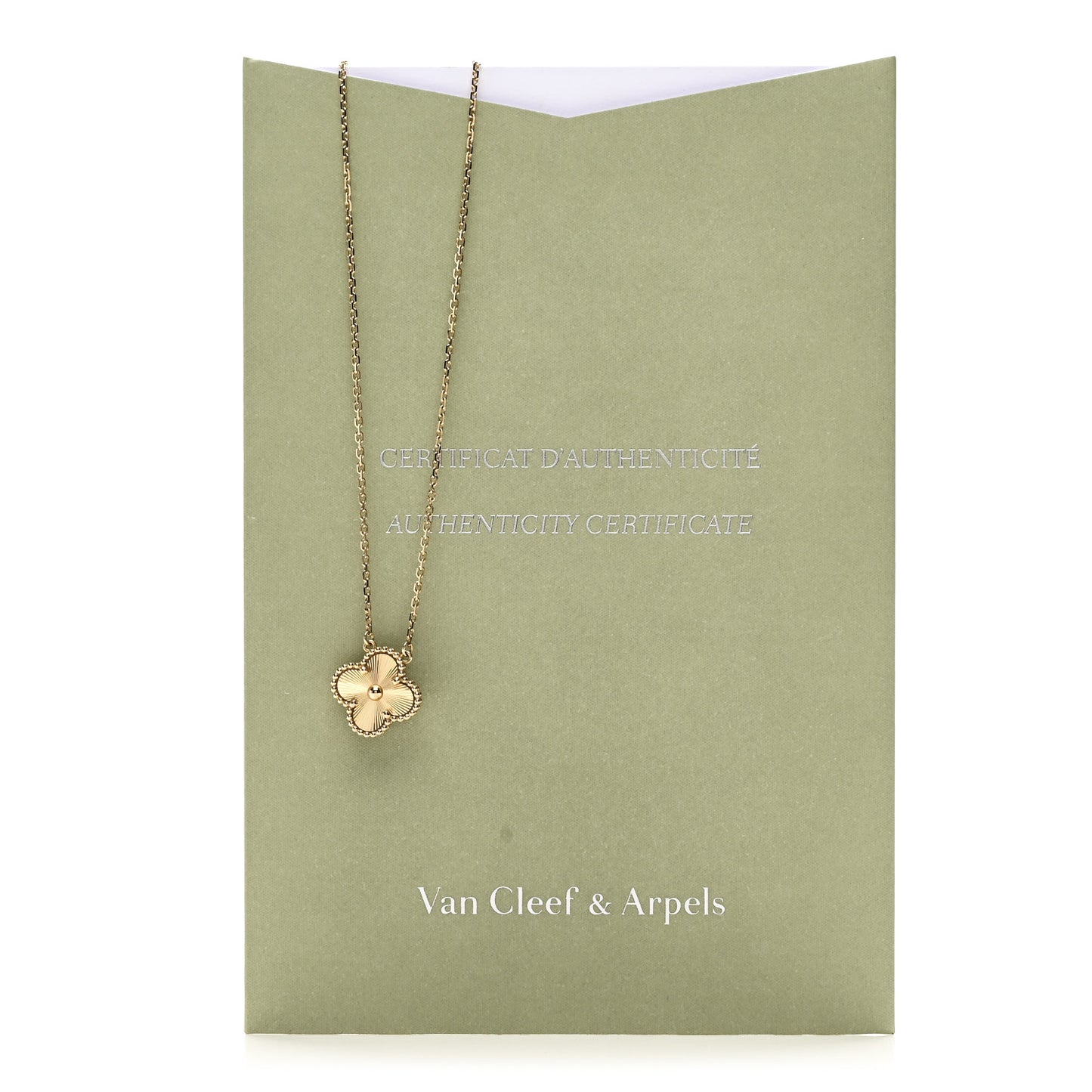 18K Yellow Gold Guilloche Vintage Alhambra Pendant Necklace
