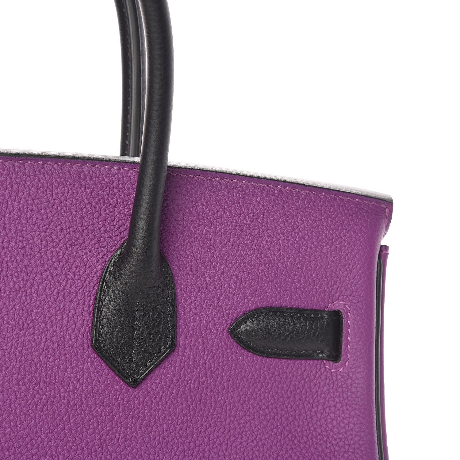 Hermes Togo Bi-Color Horseshoe Birkin 30 Anemone Black 16 of 34