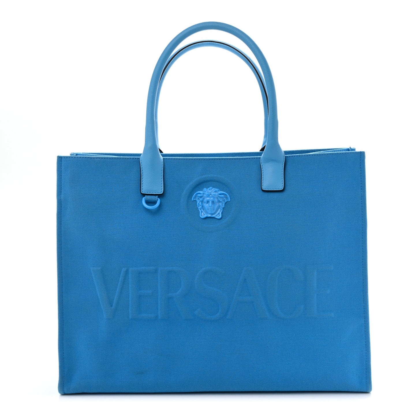 Canvas Calfskin La Medusa Tote Bag Blue