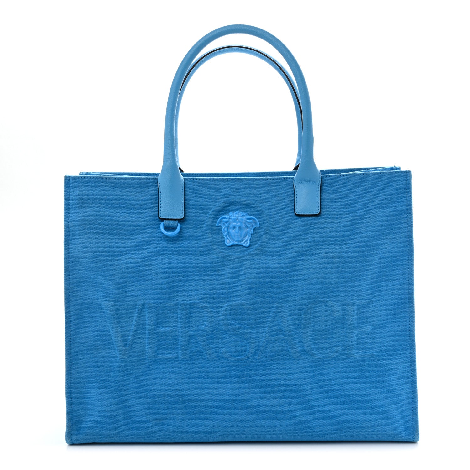Versace Canvas Calfskin La Medusa Tote Bag Blue 1 of 13