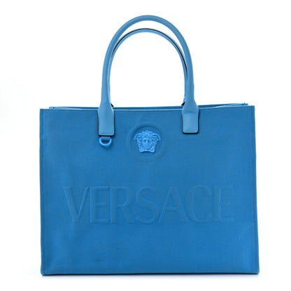 Versace Canvas Calfskin La Medusa Tote Bag Blue 1 of 13