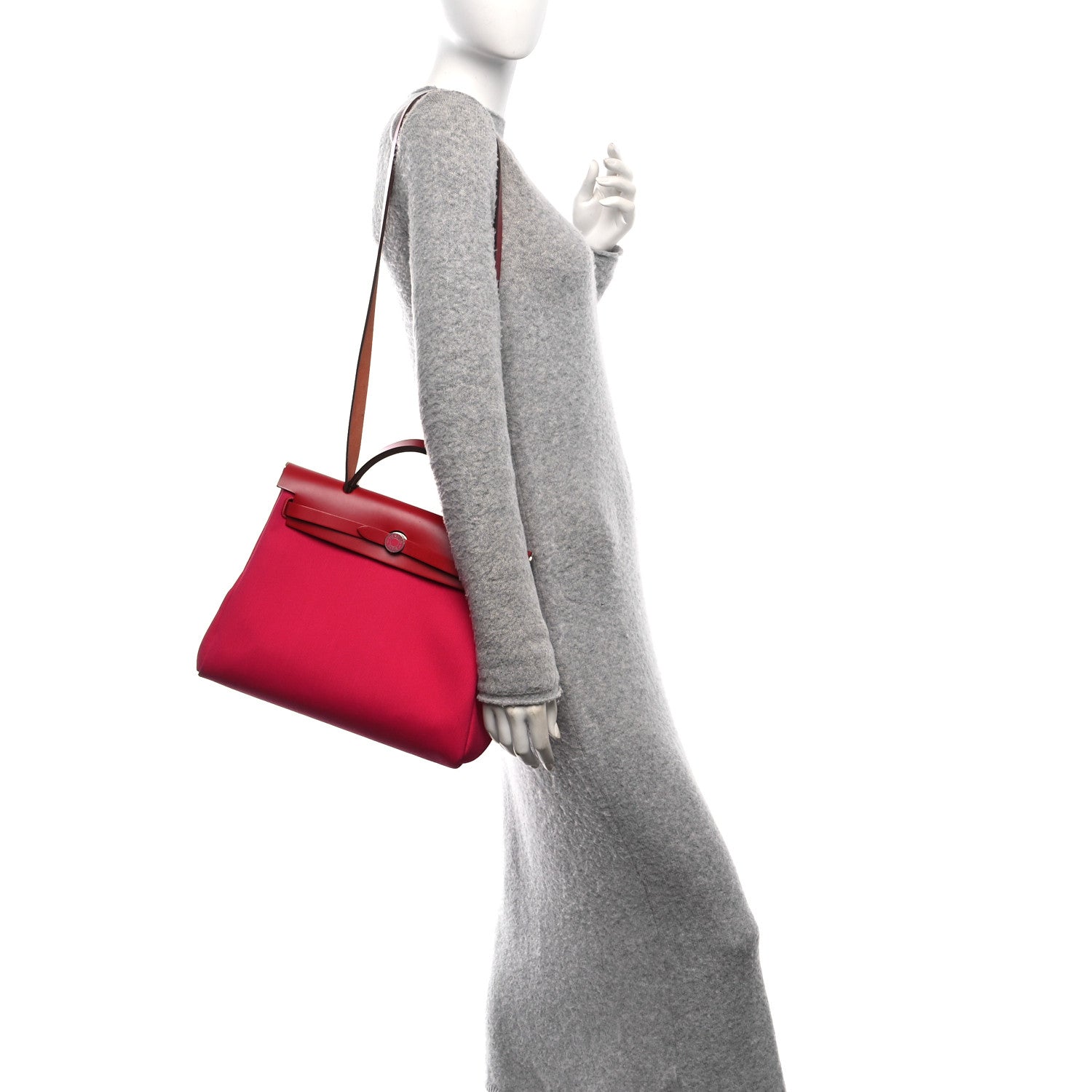 Hermes Toile Militaire Vache Hunter Laque Herbag Zip Retourne 31 PM Rose Mexico Rouge Piment 2 of 11