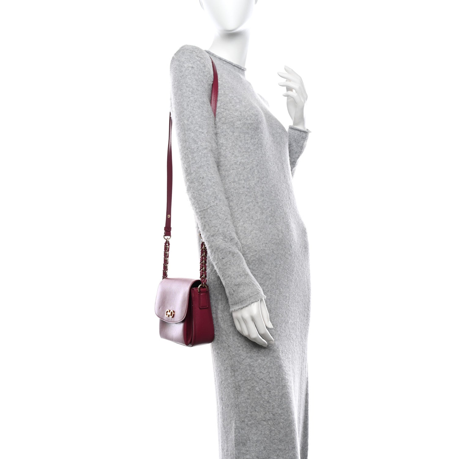 Salvatore Ferragamo Saffiano Sandrine Shoulder Bag Wine 2 of 15
