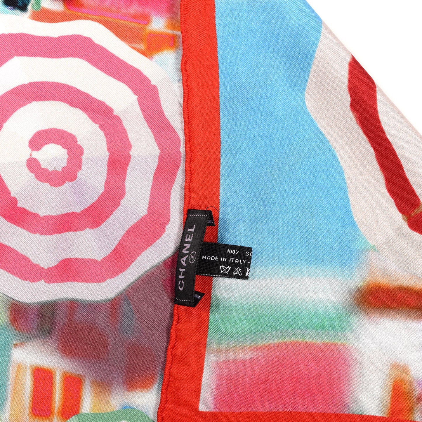 Silk CC Logo Square Scarf Red Multicolor
