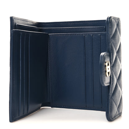 Chanel Caviar Quilted Compact Flap Wallet Navy 5 of 8