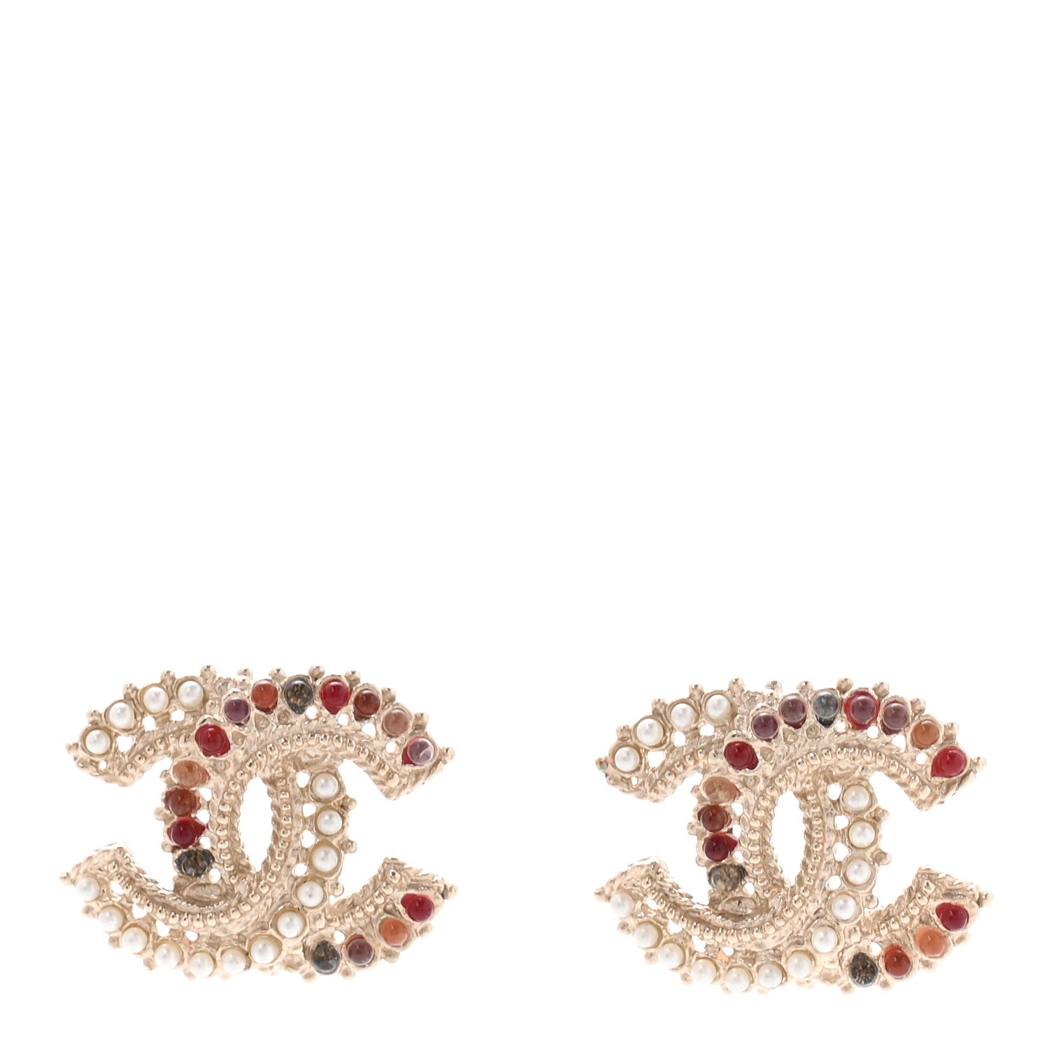 Chanel Pearl CC Earrings Pink Gold 1 of 4