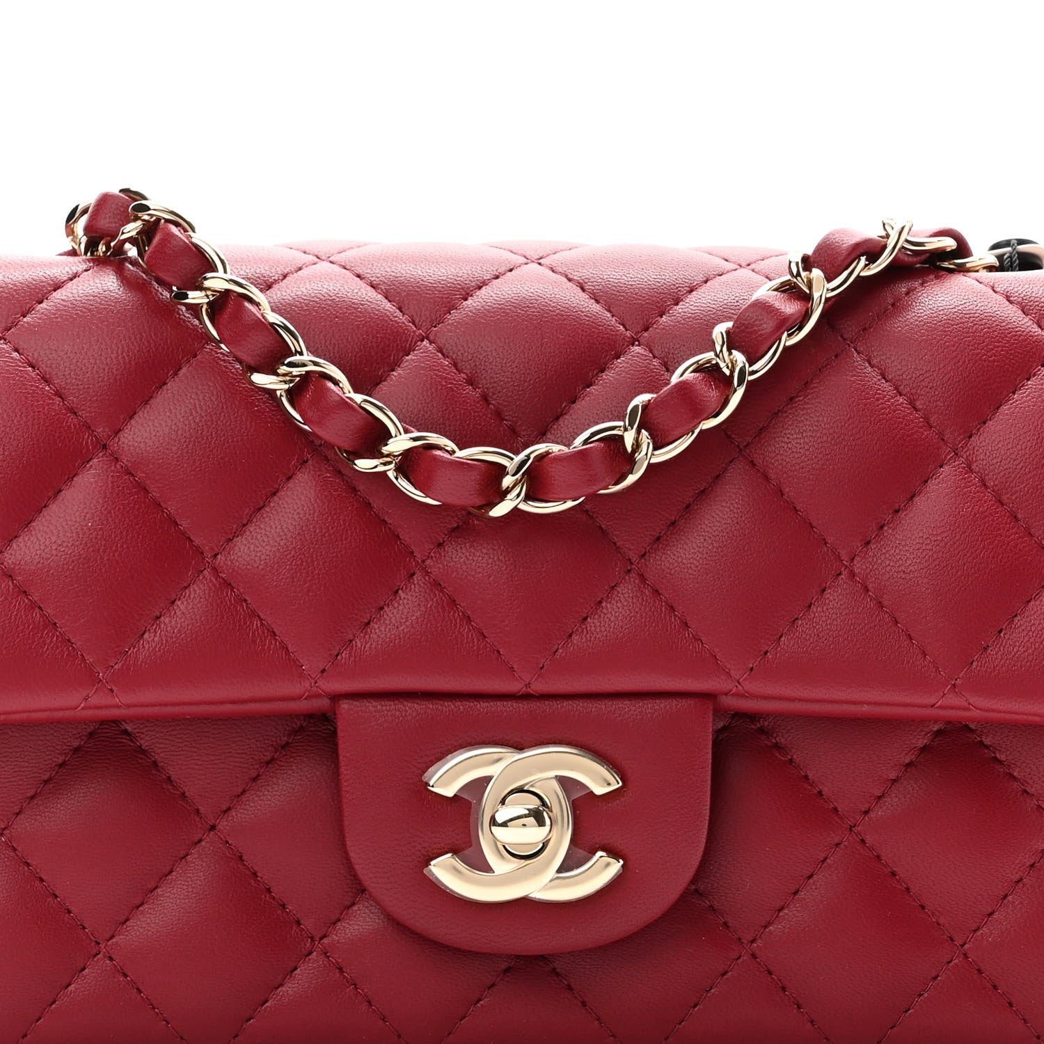 Chanel Lambskin Quilted Mini Rectangular Flap Burgundy 8 of 10