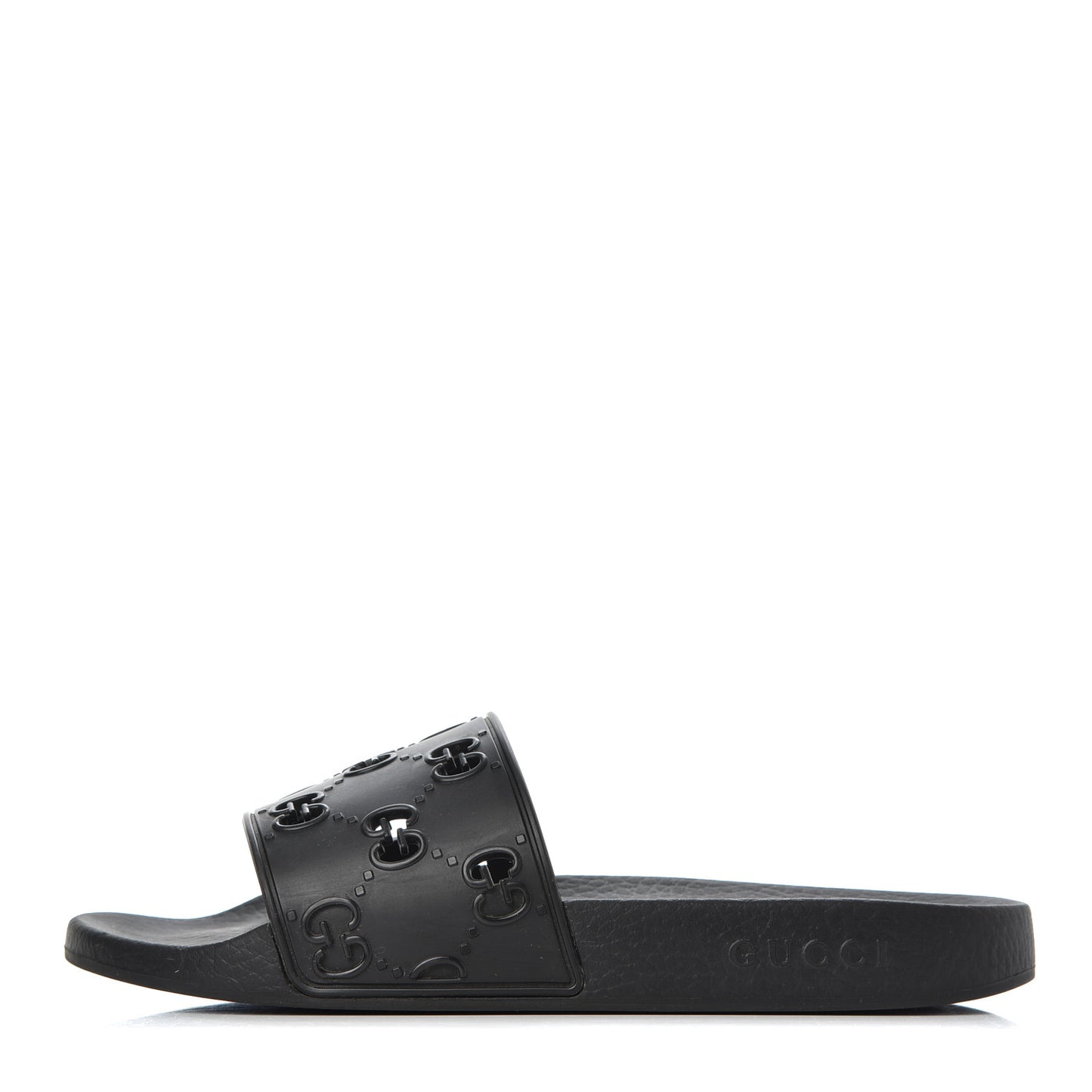 Rubber GG Monogram Mens Slide Sandals 6 Black
