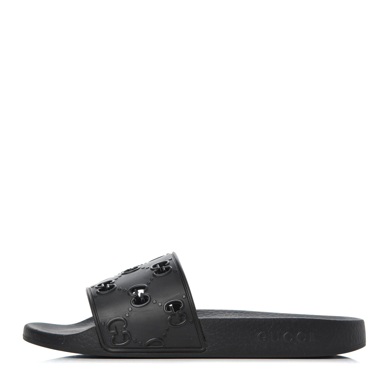 Gucci Rubber GG Monogram Mens Slide Sandals 6 Black 1 of 15