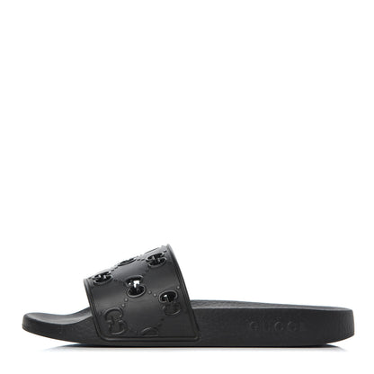 Gucci Rubber GG Monogram Mens Slide Sandals 6 Black 1 of 15