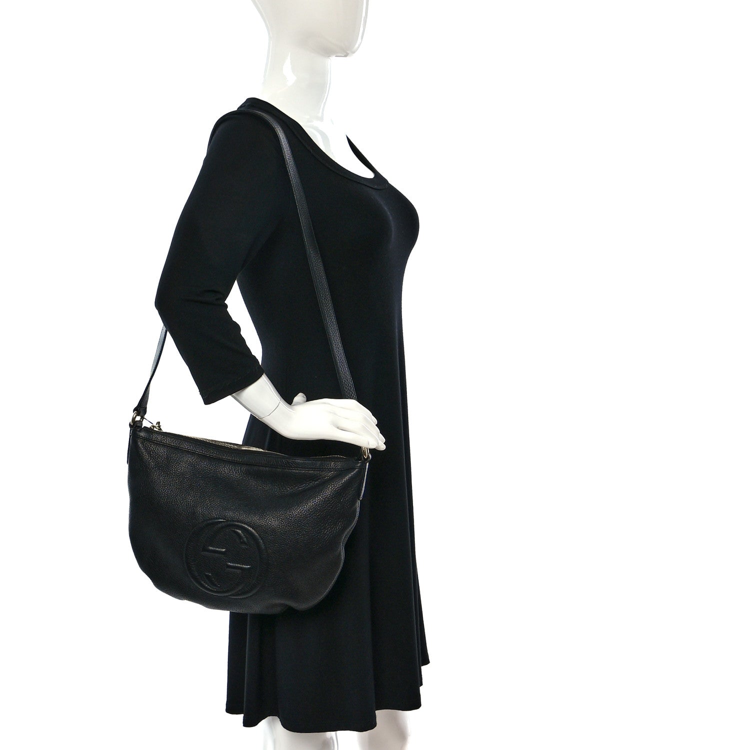 Gucci Pebbled Calfskin Small Soho Hobo Black 2 of 12