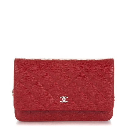 Chanel Caviar Quilted Wallet On Chain WOC Red 1 of 8