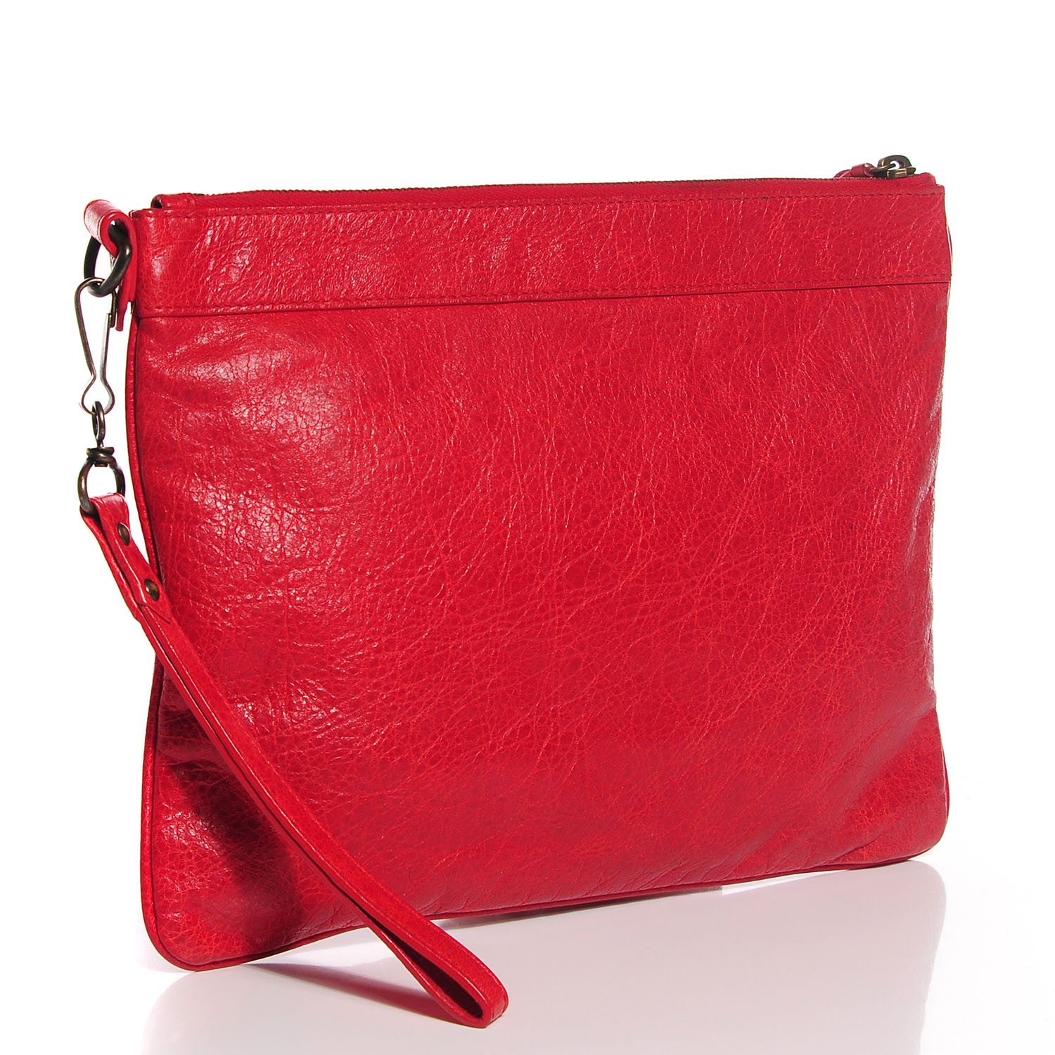 Balenciaga Agneau Classic Hardware Flat Handle Clutch Rouge Coquelicot 3 of 12
