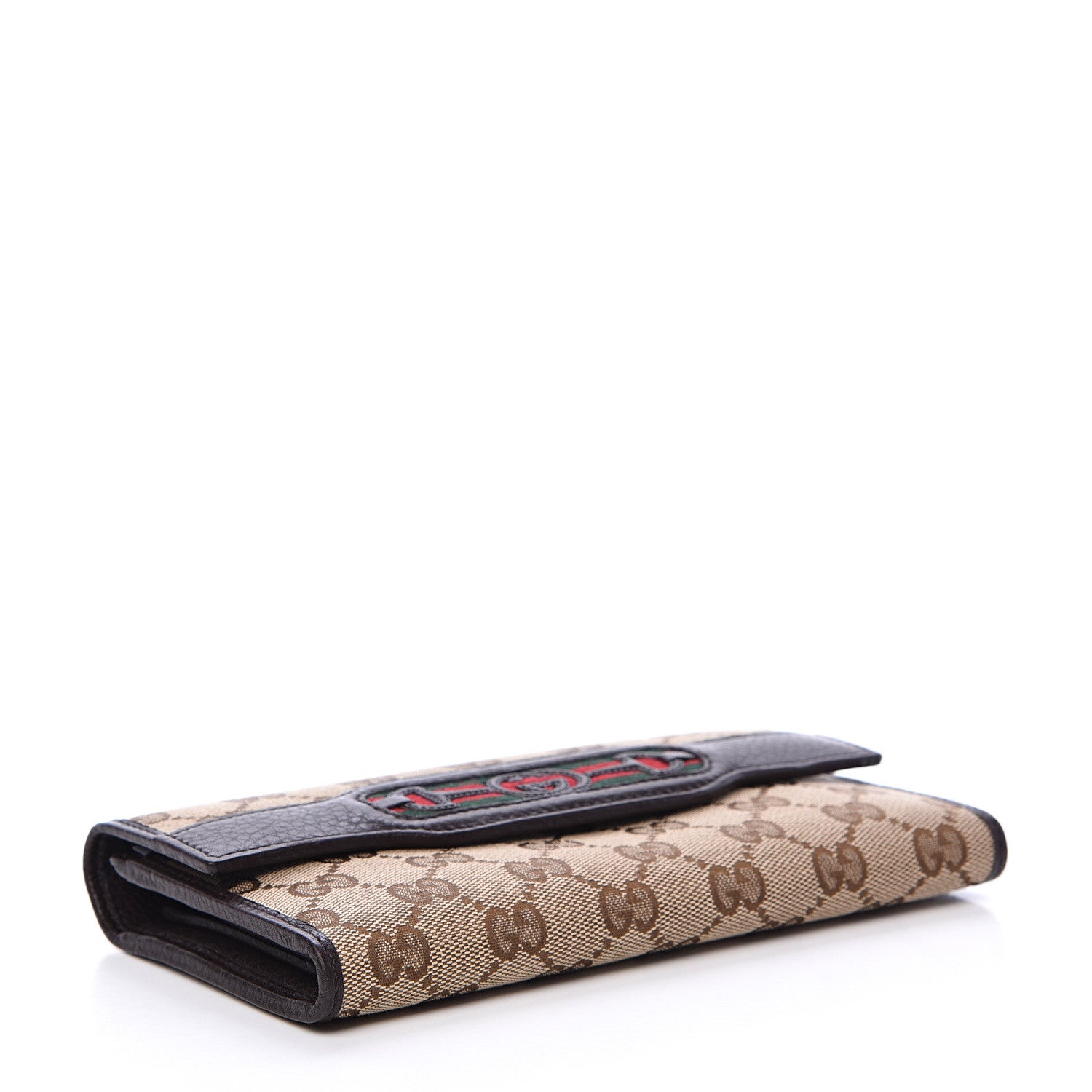 Gucci Monogram Interlocking G Horsebit Web Continental Wallet Dark Brown 3 of 9