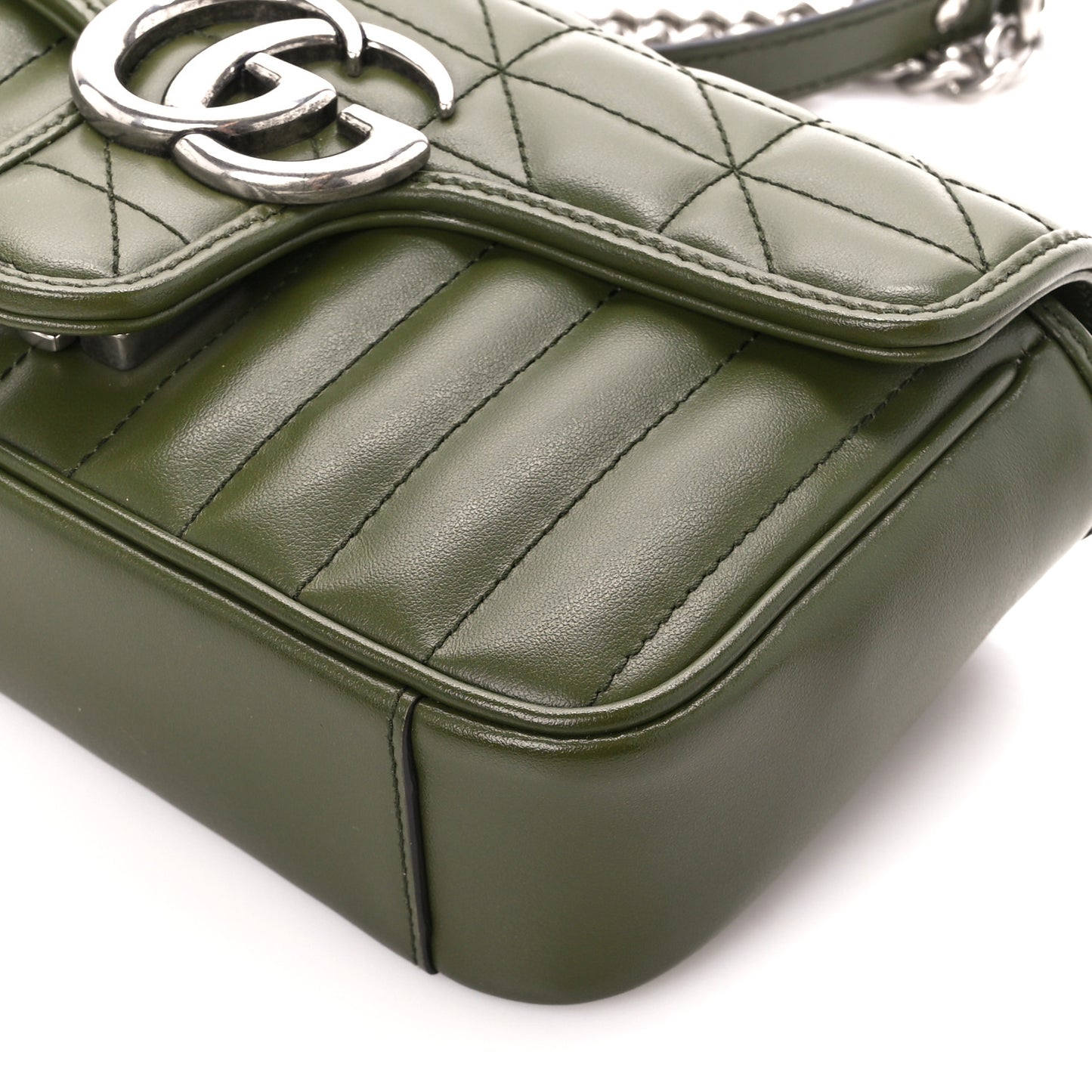 Calfskin Matelasse Aria Mini GG Marmont Shoulder Bag Military Wood