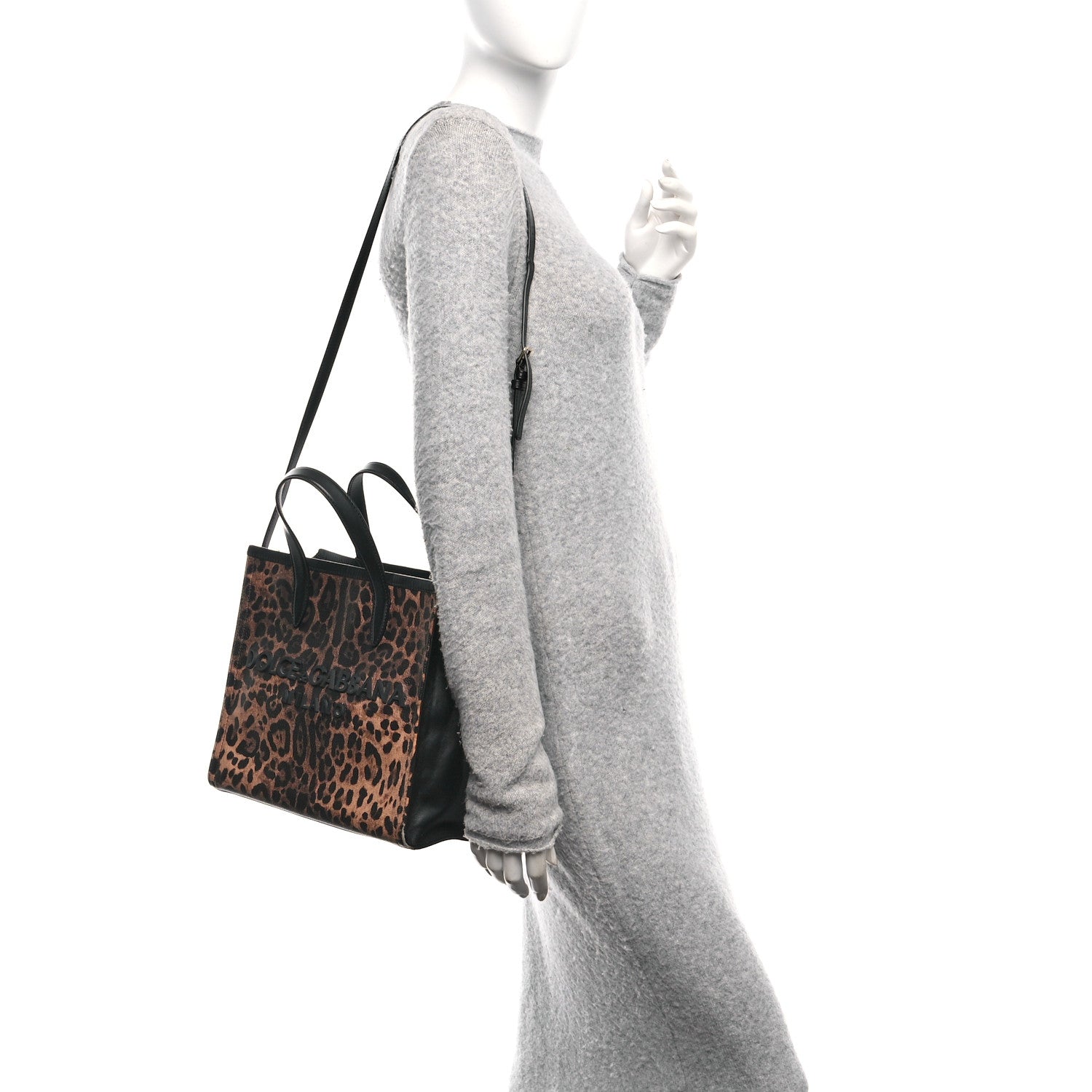 Dolce & Gabbana Dauphine Leopard Logo Market Bag Black 2 of 9