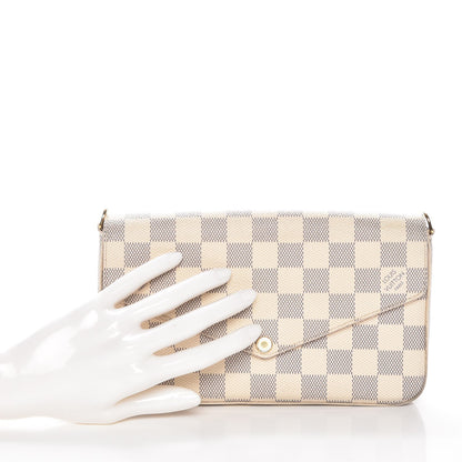 Louis Vuitton Damier Azur Pochette Felicie Chain Wallet Rose Ballerine 2 of 15