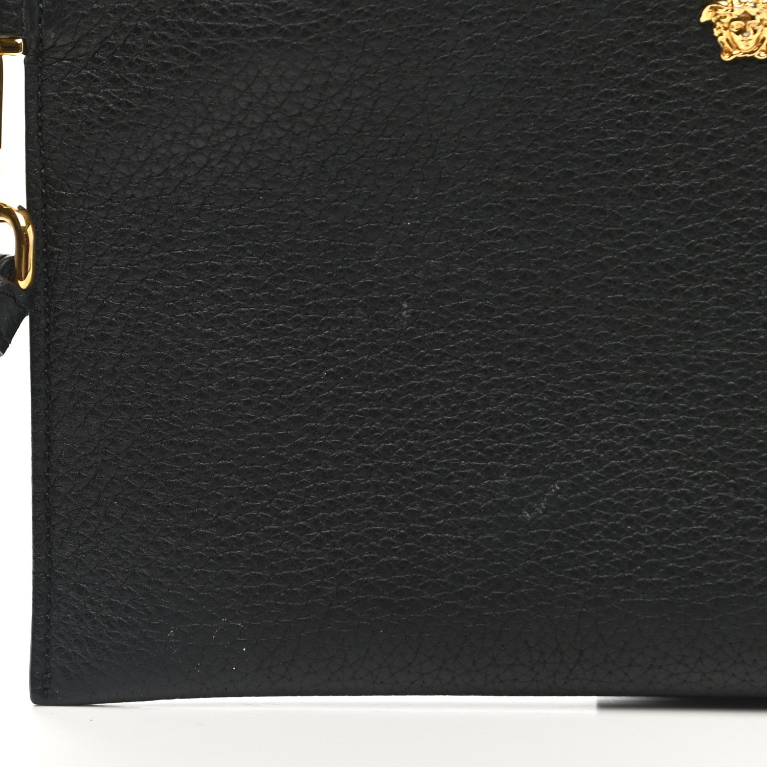 Versace Grained Calfskin Medusa Wrist Pouch Black 7 of 9