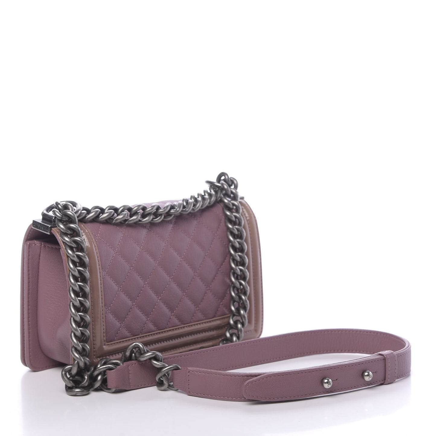 Goatskin Quilted Patent Small Duo Boy Flap Pink