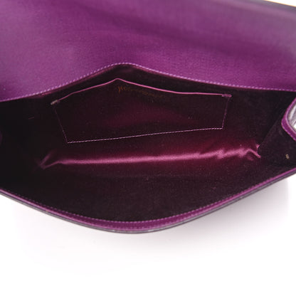 Saint Laurent Textured Calfskin Classic Y Ligne Clutch Purple 5 of 9