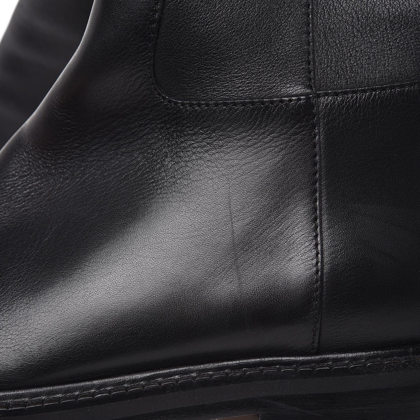 Calfskin Knee High Buckle Boots 37.5 Black