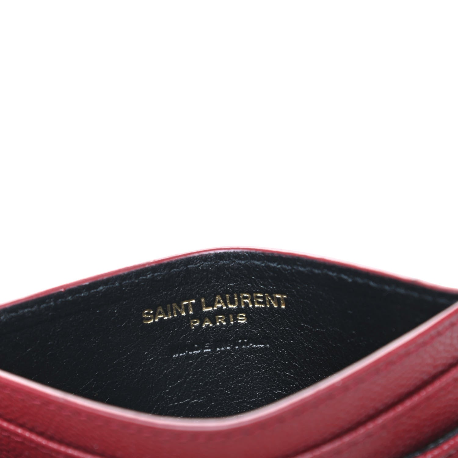 Saint Laurent Grain De Poudre Matelasse Chevron Monogram Credit Card Case New Red 6 of 8