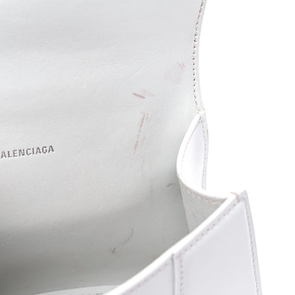 Balenciaga Box Calfskin Graffiti Logo Hourglass Top Handle Bag XS White Light Silver 13 of 16
