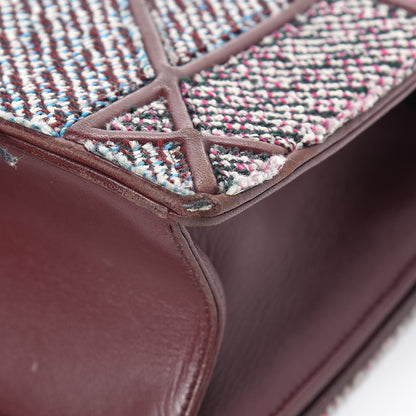Christian Dior Tweed Calfskin Medium Diorama Flap Bag Burgundy Multicolor 11 of 16