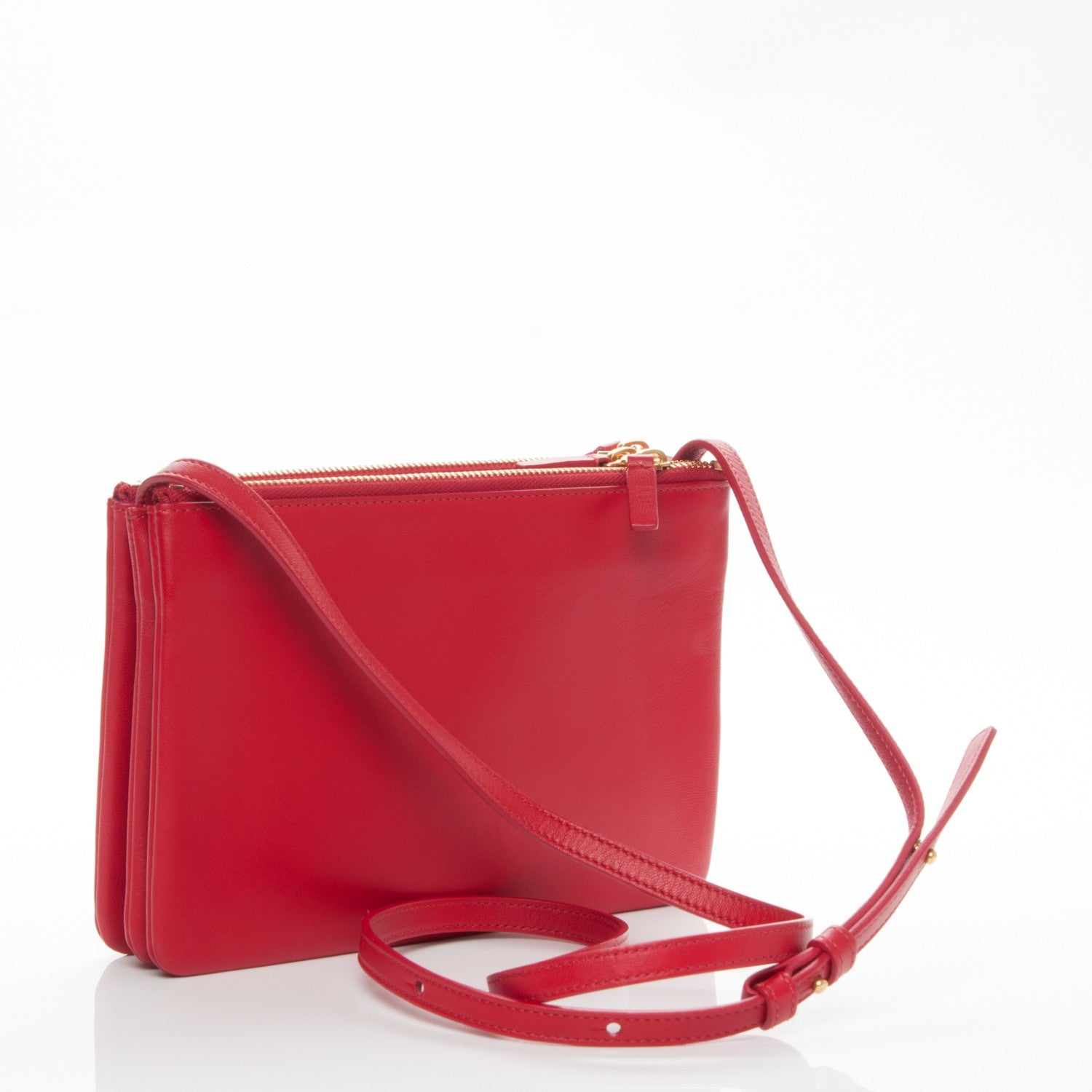 Celine Lambskin Small Trio Crossbody Bag Red 3 of 6