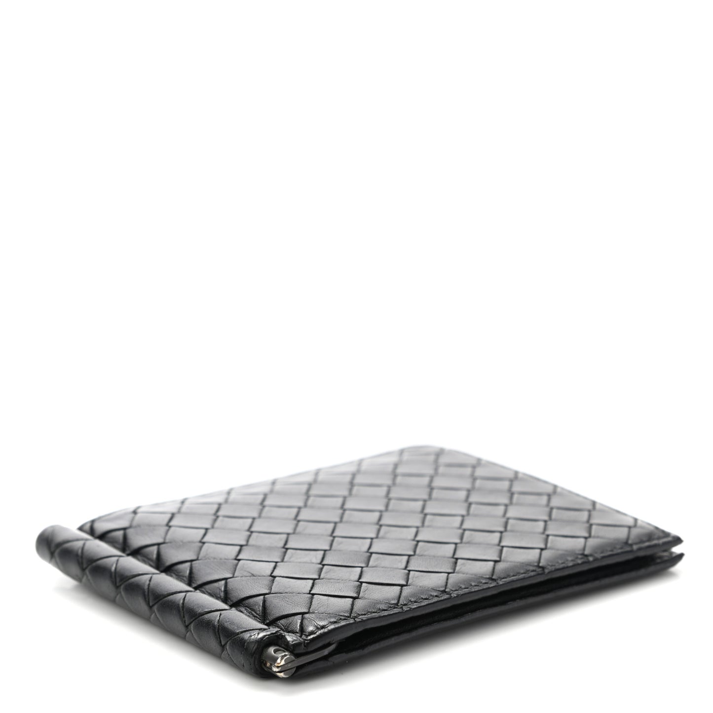 Nappa Intrecciato Bi-Fold Money Clip Wallet Black