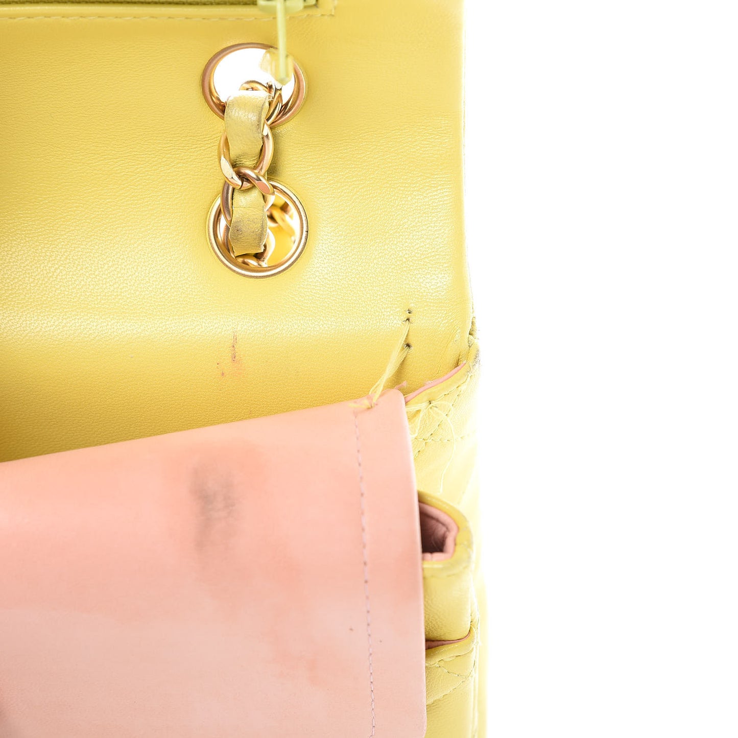 Lambskin Quilted Medium Double Flap Yellow
