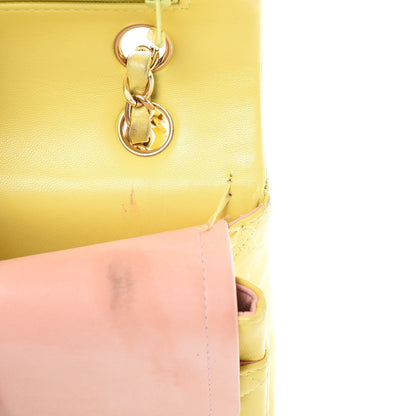Chanel Lambskin Quilted Medium Double Flap Yellow 21 of 24