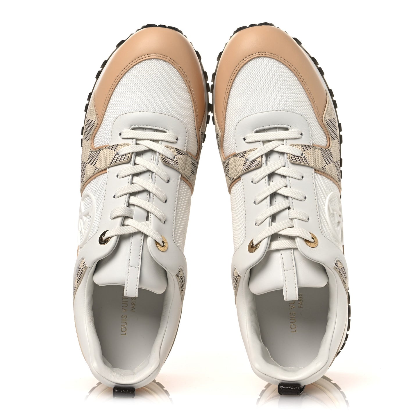 Calfskin Damier Azur Run Away Sneakers 40.5 White