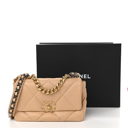 Chanel Lambskin Quilted Medium Chanel 19 Flap Dark Beige 11 of 11
