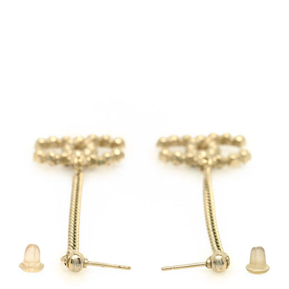 Chanel Crystal CC Drop Earrings Pink Grey Gold 3 of 4