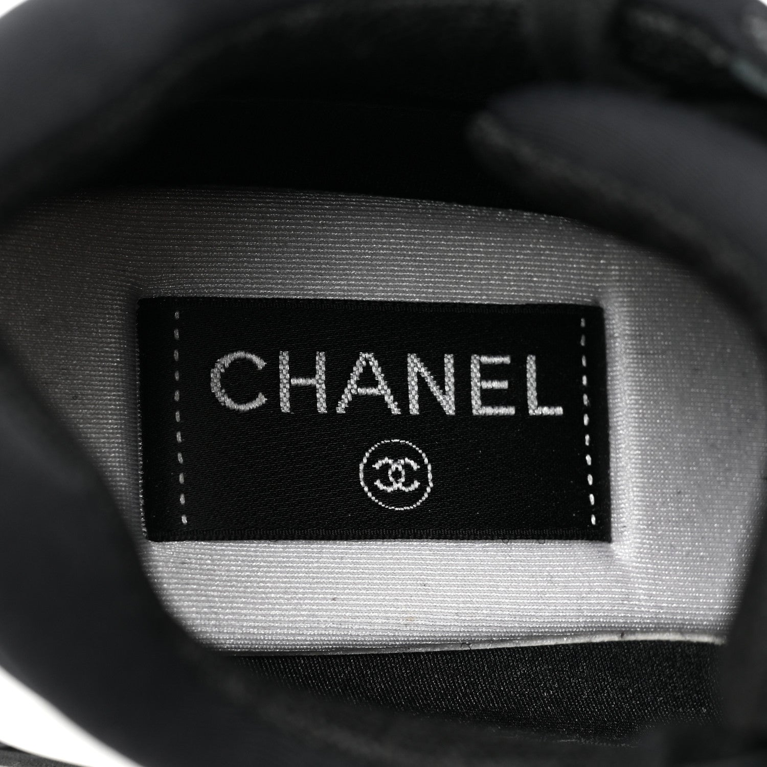 Chanel Lycra Fabric Womens CC Sneakers 38.5 Black White Pink 6 of 12