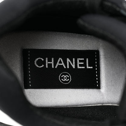 Chanel Lycra Fabric Womens CC Sneakers 38.5 Black White Pink 6 of 12