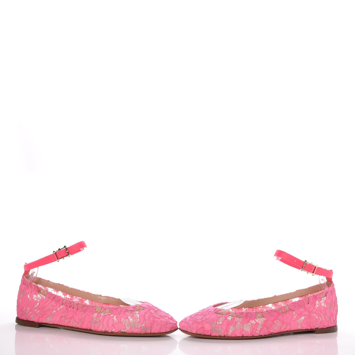 Valentino Garavani Lace Ankle Strap Ballerina Flats 39.5 Framboise 5 of 9