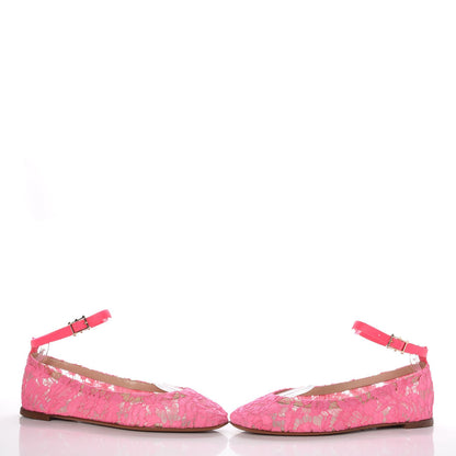 Valentino Garavani Lace Ankle Strap Ballerina Flats 39.5 Framboise 5 of 9