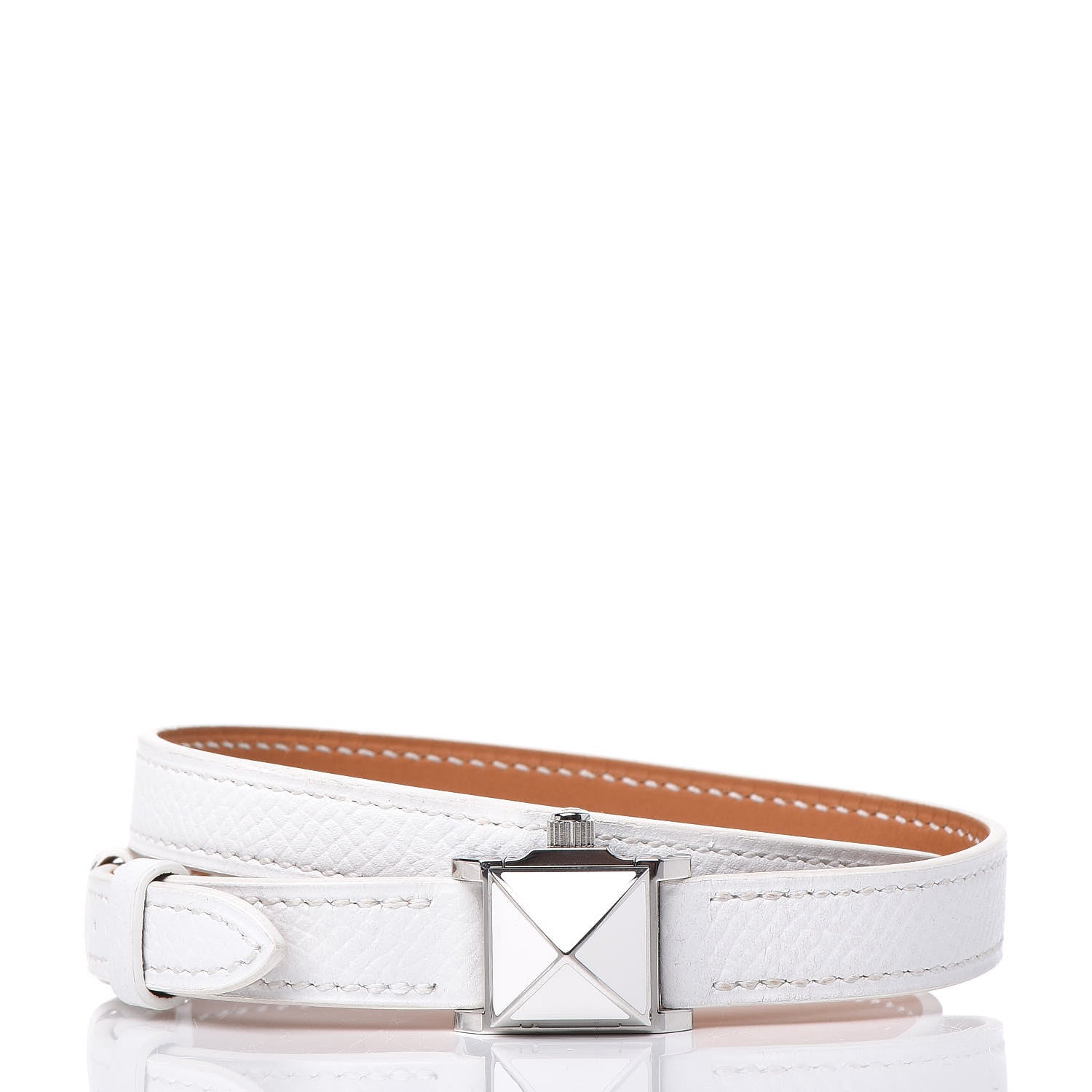 Hermes Stainless Steel Epsom 16mm Medor Double Tour Quartz Watch Blanc 4 of 12